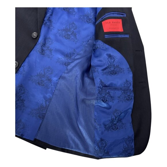 TED BAKER Luxury Designer Wool Blue Business Casual Formal Blazer Suit Mens 38R - Picture 11 of 11